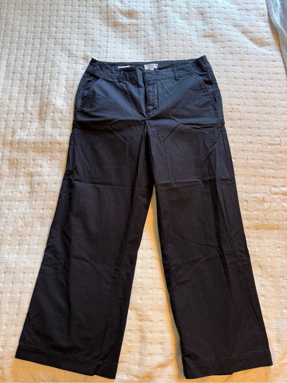 LOFT Outlet Slim Wide-Leg Cropped Pants - Black